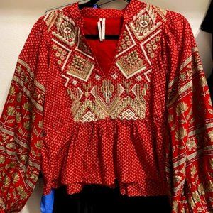 Anthropologie Embroidered & Patterned Shirt US Size 4